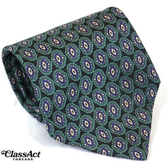 Vintage Christian Dior Silk Necktie Green Paisley Print Made in USA 3.75" Wide - Picture 1 of 5